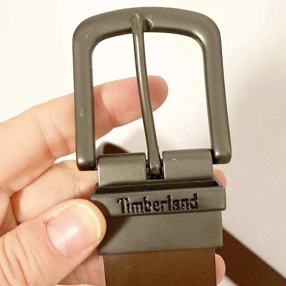Timberland Reversible Leather Belt Black Brown Pewter Buckle 43